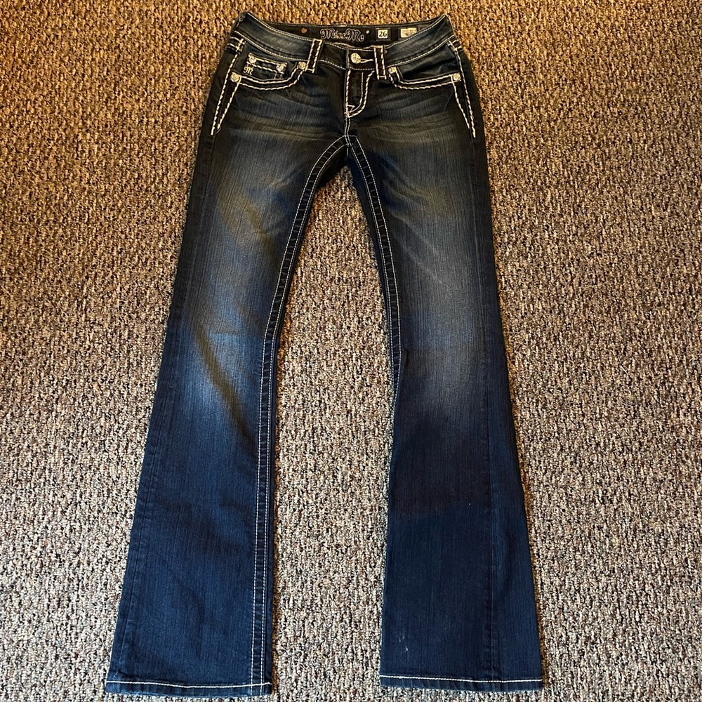 Size 26 Miss Me Dark Wash Boot Cut Jeans
